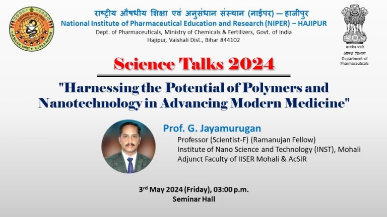 Guest Lecture : Prof. G. Jayamurugan : 03/05/2024 at 03:00 PM